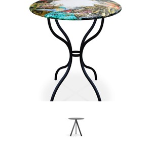 Casa Padrino Luxury Art Nouveau Garden Table Marbled Petrol Ø 70 cm - Round Dining Table in Hand-Painted Lava Stone - Restaurant Furniture - Made in Italy Casa Padrino Luxury Art Nouveau Garden Table Marbled Petrol Ø 70 cm - Round Dining Table in Hand-Painted Lava Stone - Restaurant Furniture - Made in Italy