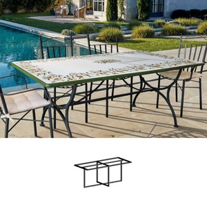 Casa Padrino Luxury Art Nouveau Garden Table Olive Branches 200 x 100 cm - Rectangular Dining Table in Hand-Painted Lava Stone - Restaurant Furniture - Made in Italy Casa Padrino Luxury Art Nouveau Garden Table Olive Branches 200 x 100 cm - Rectangular Dining Table in Hand-Painted Lava Stone - Restaurant Furniture - Made in Italy
