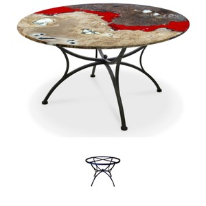 Casa Padrino Luxury Art Nouveau Garden Table Marbled Red Ø 120 cm - Round Dining Table in Hand-Painted Lava Stone - Restaurant Furniture - Made in Italy Casa Padrino Luxury Art Nouveau Garden Table Marbled Red Ø 120 cm - Round Dining Table in Hand-Painted Lava Stone - Restaurant Furniture - Made in Italy