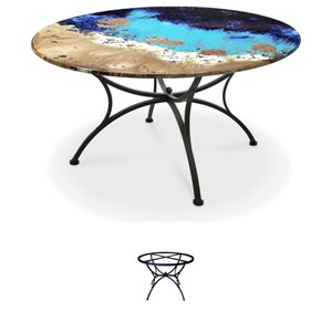 Casa Padrino Luxury Art Nouveau Garden Table Marbled Turquoise Ø 120 cm - Round Dining Table in Hand-Painted Lava Stone - Restaurant Furniture - Made in Italy Casa Padrino Luxury Art Nouveau Garden Table Marbled Turquoise Ø 120 cm - Round Dining Table in Hand-Painted Lava Stone - Restaurant Furniture - Made in Italy