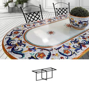 Casa Padrino Luxury Art Nouveau Garden Table Ornamental Border 200 x 100 cm - Oval Dining Table in Hand-Painted Lava Stone - Restaurant Furniture - Made in Italy Casa Padrino Luxury Art Nouveau Garden Table Ornamental Border 200 x 100 cm - Oval Dining Table in Hand-Painted Lava Stone - Restaurant Furniture - Made in Italy