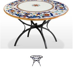 Casa Padrino Luxury Art Nouveau Garden Table Ornamental Wreath Ø 120 cm - Round Dining Table in Hand-Painted Lava Stone - Restaurant Furniture - Made in Italy