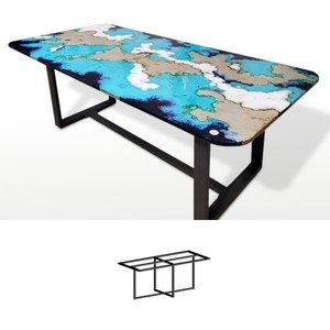 Casa Padrino Luxury Art Nouveau Garden Table Marbled Azure 200 x 100 cm - Rectangular Dining Table in Hand-Painted Lava Stone - Restaurant Furniture - Made in Italy Casa Padrino Luxury Art Nouveau Garden Table Marbled Azure 200 x 100 cm - Rectangular Dining Table in Hand-Painted Lava Stone - Restaurant Furniture - Made in Italy
