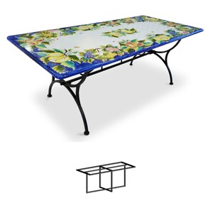 Casa Padrino Luxury Art Nouveau Garden Table Leaf Garland 200 x 100 cm - Rectangular Dining Table in Hand-Painted Lava Stone - Restaurant Furniture - Made in Italy Casa Padrino Luxury Art Nouveau Garden Table Leaf Garland 200 x 100 cm - Rectangular Dining Table in Hand-Painted Lava Stone - Restaurant Furniture - Made in Italy