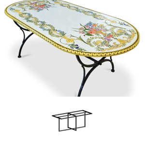 Casa Padrino Luxury Art Nouveau Garden Table Flower Bouquet 200 x 100 cm - Oval Dining Table in Hand-Painted Lava Stone - Restaurant Furniture - Made in Italy Casa Padrino Luxury Art Nouveau Garden Table Flower Bouquet 200 x 100 cm - Oval Dining Table in Hand-Painted Lava Stone - Restaurant Furniture - Made in Italy