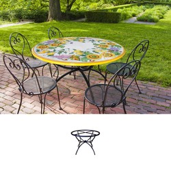 Casa Padrino Luxury Art Nouveau Garden Table Grapes, Lemons and Sunflowers Ø 120 cm - Round Dining Table in Hand-Painted Lava Stone - Restaurant Furniture - Made in Italy Casa Padrino Luxury Art Nouveau Garden Table Grapes, Lemons and Sunflowers Ø 120 cm - Round Dining Table in Hand-Painted Lava Stone - Restaurant Furniture - Made in Italy