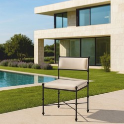 Luxus Schmiedeeisen Esszimmer Gartenstuhl Beige Schwarz