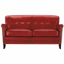 Casa Padrino canapé de luxe en cuir véritable rouge / noir 150 cm - Canapé de salon en cuir - Meubles de salon - Meubles en cuir de luxe