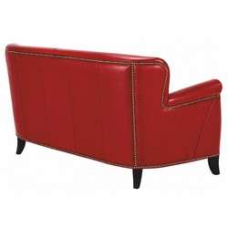 Casa Padrino canapé de luxe en cuir véritable rouge / noir 150 cm - Canapé de salon en cuir - Meubles de salon - Meubles en cuir de luxe