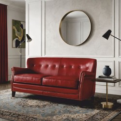 Casa Padrino canapé de luxe en cuir véritable rouge / noir 150 cm - Canapé de salon en cuir - Meubles de salon - Meubles en cuir de luxe
