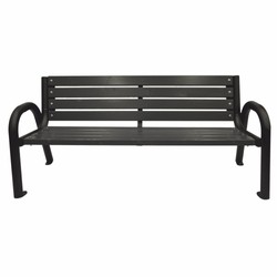 Casa Padrino Park Bench Black 150 cm - City Bench - Garden Bench with Backrest and Armrests - Outdoor Bench