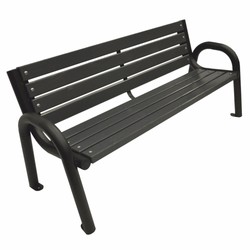 Casa Padrino Park Bench Black 150 cm - City Bench - Garden Bench with Backrest and Armrests - Outdoor Bench