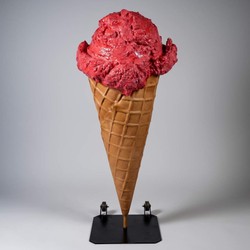 Casa Padrino Cono Gelato Decorativo XXL con Supporto Rosa / Marrone / Nero A. 140 cm - Decorazione Gelateria