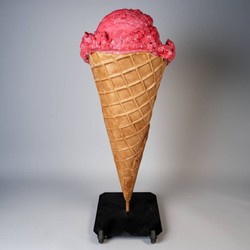 Casa Padrino Cono Gelato Decorativo XXL con Supporto Rosa / Marrone / Nero A. 140 cm - Decorazione Gelateria