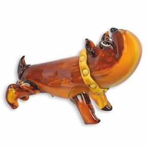 Deko Glasfigur Englische Bulldogge Braun Gelb