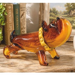 Deko Glasfigur Englische Bulldogge Braun Gelb