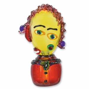 Abstrakte Deko Glasfigur Frauenkopf Bunt
