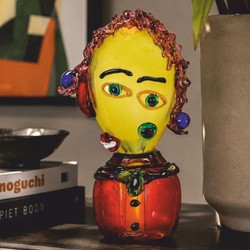 Abstrakte Deko Glasfigur Frauenkopf Bunt