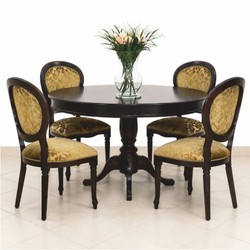 Casa Padrino Luxury Baroque Dining Room Set Dark Brown / Gold - 1 Extendable Dining Table & 4 Chairs - Baroque Style Dining Furniture