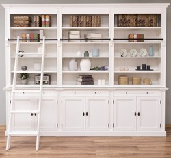 Casa Padrino Librería estilo rústico con 6 puertas y escalera, 300 x 42 x 240 cm Casa Padrino Librería estilo rústico con 6 puertas y escalera, 300 x 42 x 240 cm