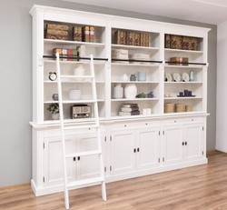 Casa Padrino Librería estilo rústico con 6 puertas y escalera, 300 x 42 x 240 cm Casa Padrino Librería estilo rústico con 6 puertas y escalera, 300 x 42 x 240 cm