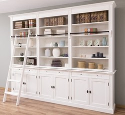 Casa Padrino Librería estilo rústico con 6 puertas y escalera, 300 x 42 x 240 cm Casa Padrino Librería estilo rústico con 6 puertas y escalera, 300 x 42 x 240 cm
