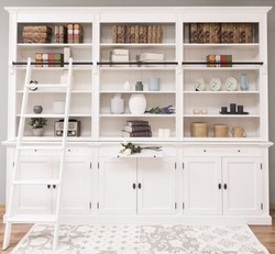 Casa Padrino Librería estilo rústico con 6 puertas y escalera, 300 x 42 x 240 cm Casa Padrino Librería estilo rústico con 6 puertas y escalera, 300 x 42 x 240 cm