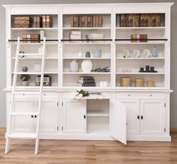 Casa Padrino Librería estilo rústico con 6 puertas y escalera, 300 x 42 x 240 cm Casa Padrino Librería estilo rústico con 6 puertas y escalera, 300 x 42 x 240 cm