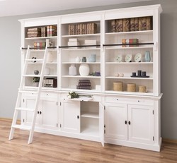 Casa Padrino Librería estilo rústico con 6 puertas y escalera, 300 x 42 x 240 cm Casa Padrino Librería estilo rústico con 6 puertas y escalera, 300 x 42 x 240 cm