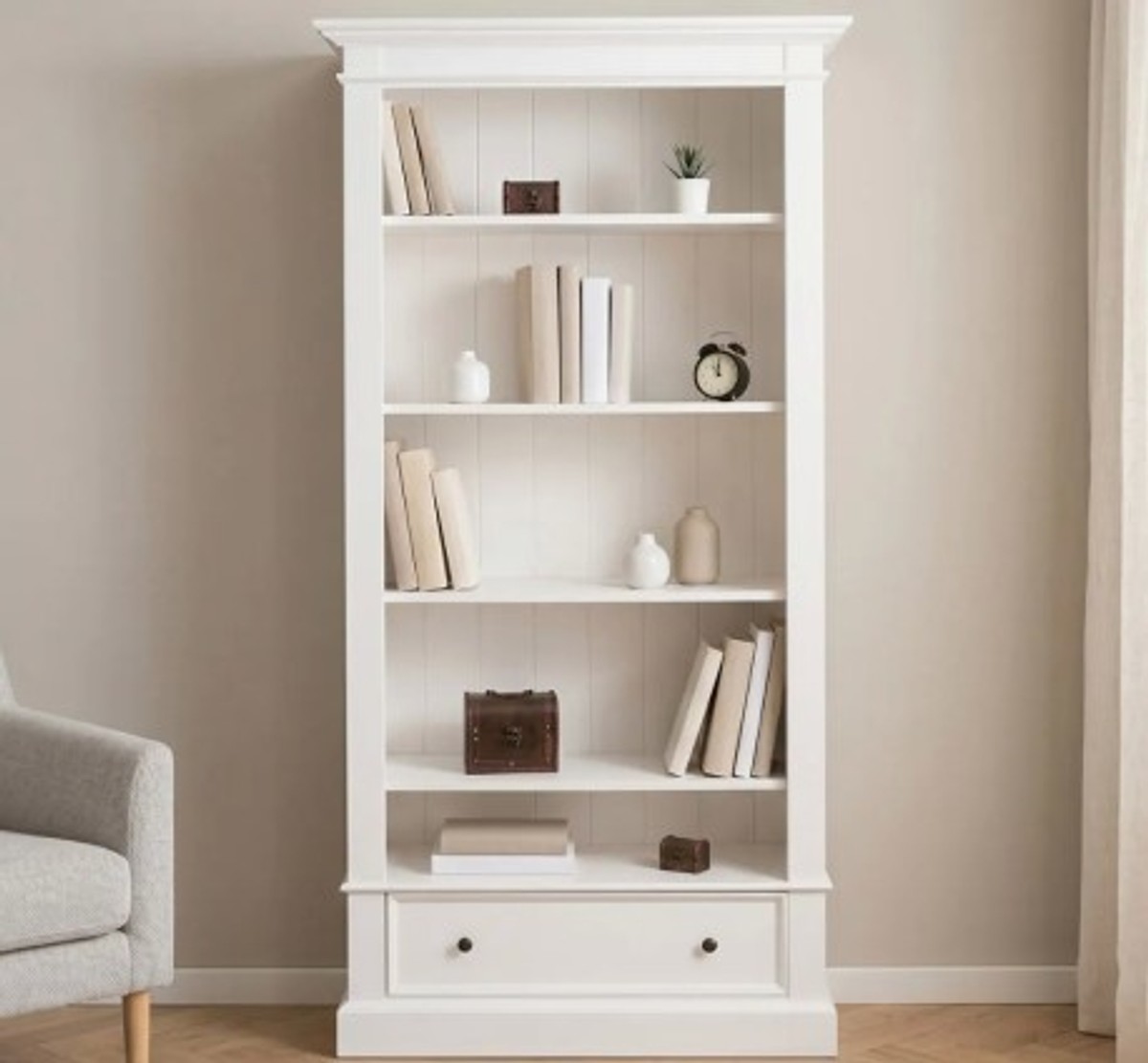 Casa Padrino Librería estilo rústico con 1 cajón, 100 x 32 x 195 cm Casa Padrino Librería estilo rústico con 1 cajón, 100 x 32 x 195 cm