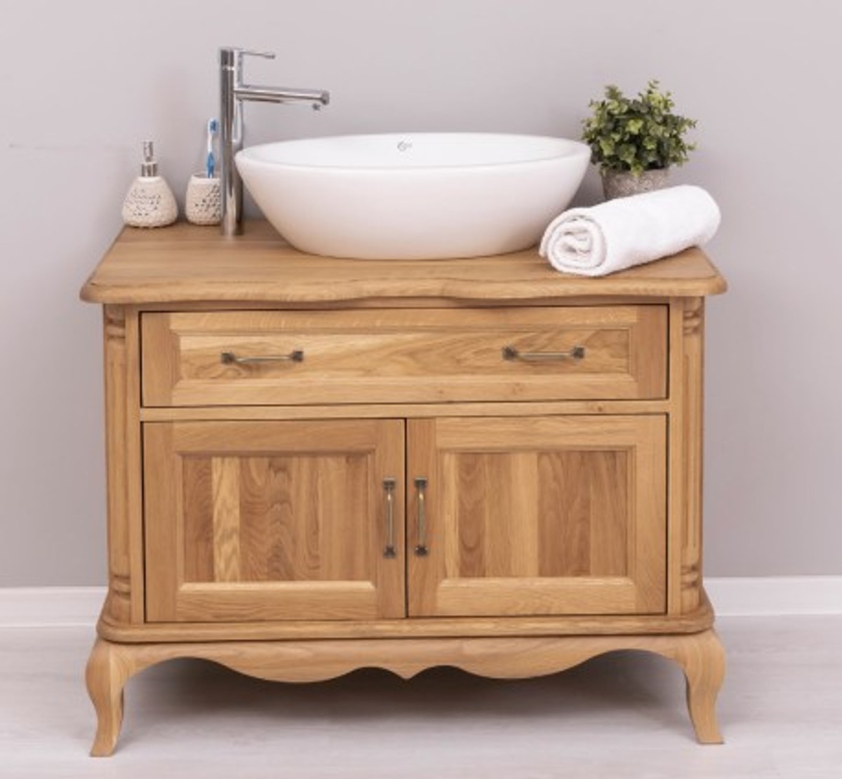 Casa Padrino Meuble-lavabo style campagne avec 2 portes et 1 tiroir, 100 x 57 x 75 cm Casa Padrino Meuble-lavabo style campagne avec 2 portes et 1 tiroir, 100 x 57 x 75 cm
