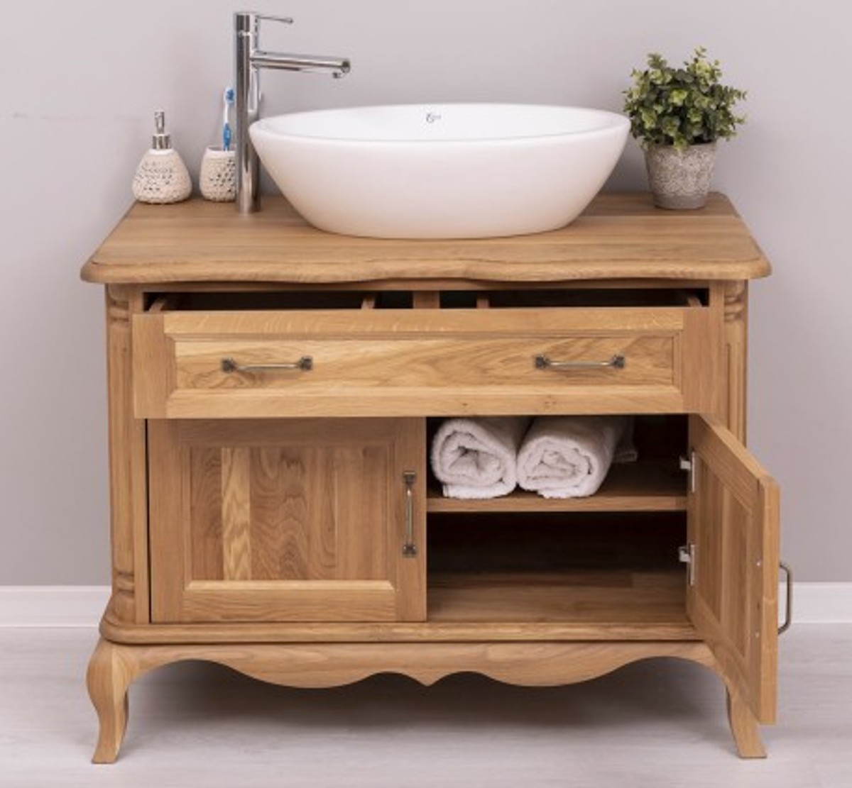 Casa Padrino Meuble-lavabo style campagne avec 2 portes et 1 tiroir, 100 x 57 x 75 cm Casa Padrino Meuble-lavabo style campagne avec 2 portes et 1 tiroir, 100 x 57 x 75 cm