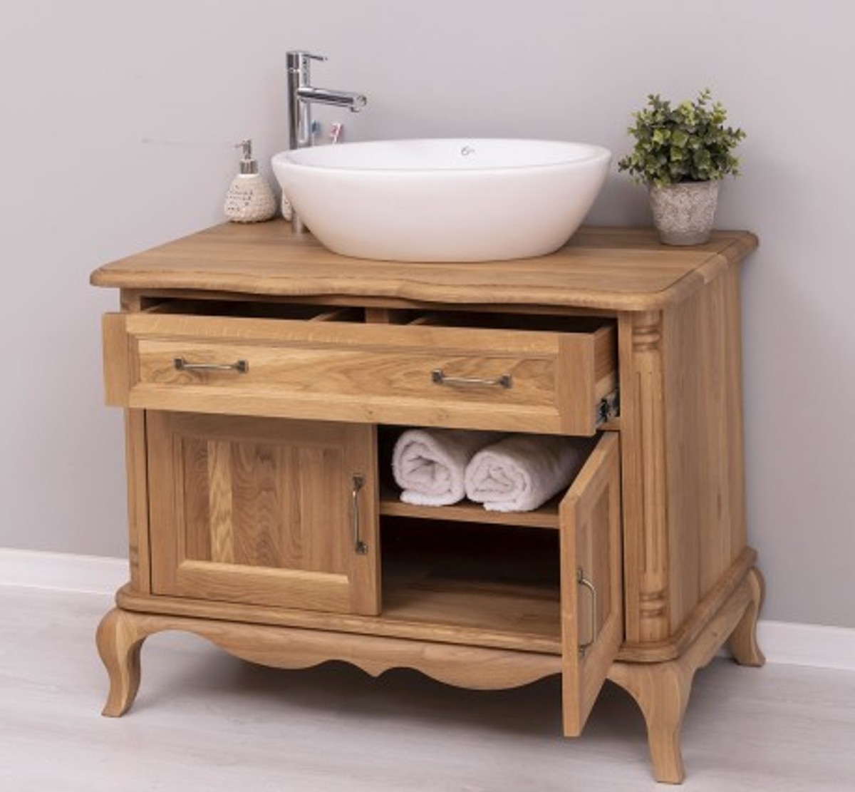 Casa Padrino Meuble-lavabo style campagne avec 2 portes et 1 tiroir, 100 x 57 x 75 cm Casa Padrino Meuble-lavabo style campagne avec 2 portes et 1 tiroir, 100 x 57 x 75 cm