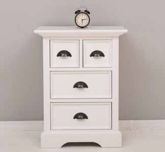 Casa Padrino Comodino stile country bianco puro con 4 cassetti, 56 x 43 x 73 cm Casa Padrino Comodino stile country bianco puro con 4 cassetti, 56 x 43 x 73 cm