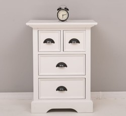 Casa Padrino Comodino stile country bianco puro con 4 cassetti, 56 x 43 x 73 cm Casa Padrino Comodino stile country bianco puro con 4 cassetti, 56 x 43 x 73 cm