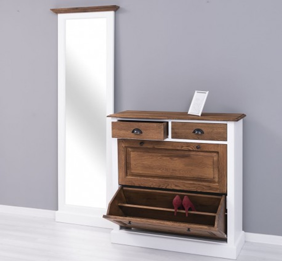 Casa Padrino Shoe Cabinet Country Style with 2 doors and 2 drawers, 103 x 35 x 195 cm Casa Padrino Shoe Cabinet Country Style with 2 doors and 2 drawers, 103 x 35 x 195 cm