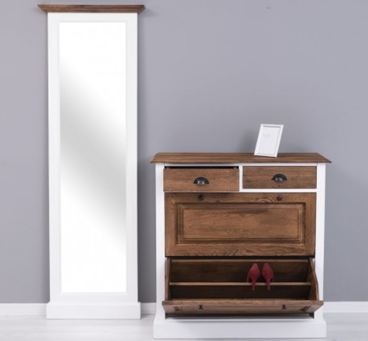 Casa Padrino Shoe Cabinet Country Style with 2 doors and 2 drawers, 103 x 35 x 195 cm Casa Padrino Shoe Cabinet Country Style with 2 doors and 2 drawers, 103 x 35 x 195 cm