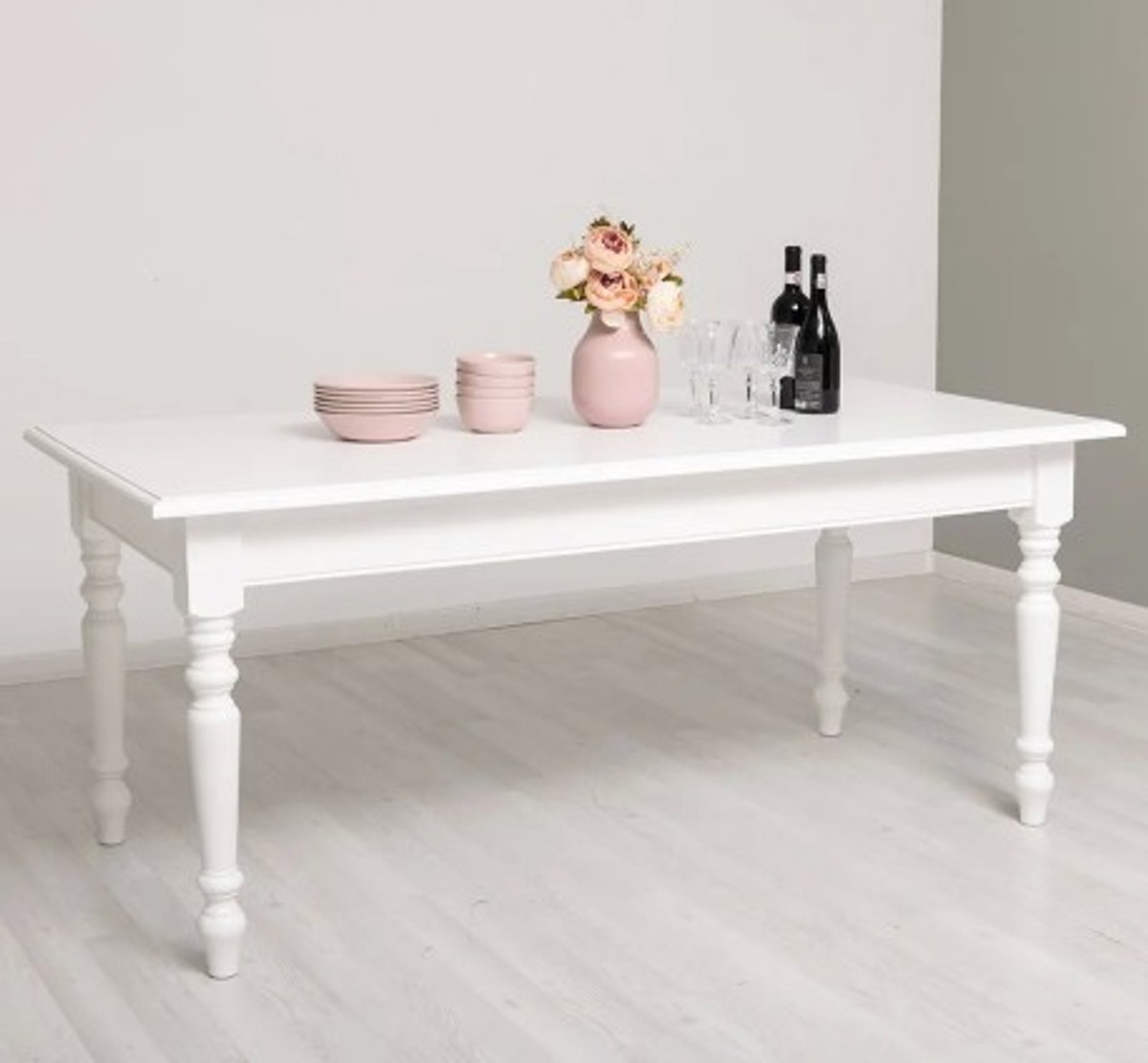 Casa Padrino Mesa de comedor estilo rústico blanco, 180 x 90 x 78 cm Casa Padrino Mesa de comedor estilo rústico blanco, 180 x 90 x 78 cm