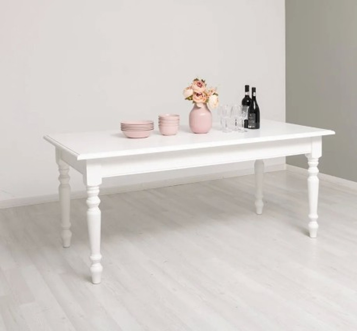 Casa Padrino Mesa de comedor estilo rústico blanco, 180 x 90 x 78 cm Casa Padrino Mesa de comedor estilo rústico blanco, 180 x 90 x 78 cm