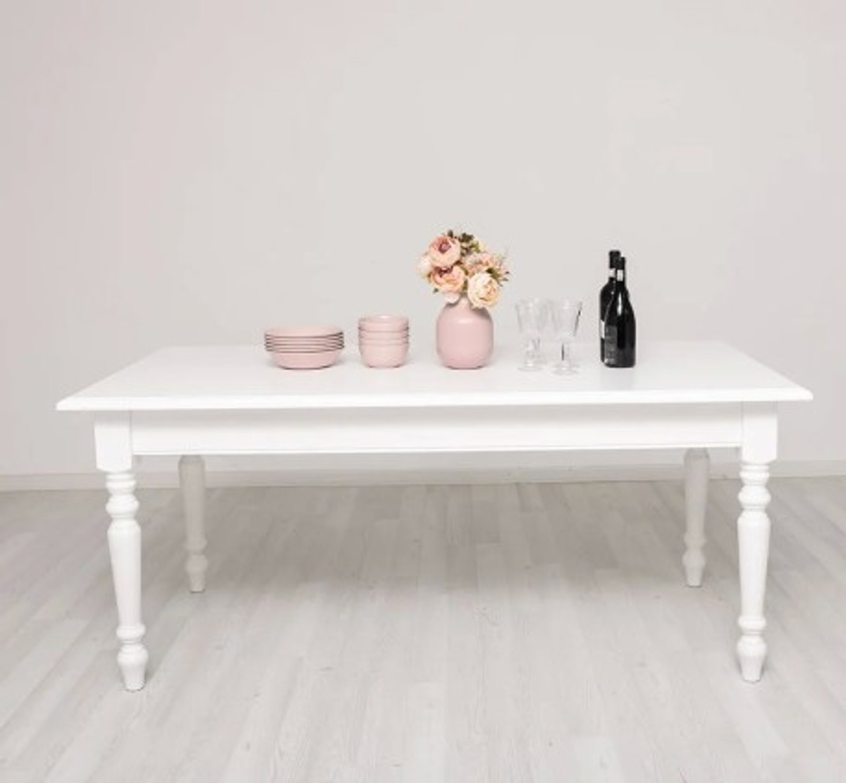 Casa Padrino Mesa de comedor estilo rústico blanco, 180 x 90 x 78 cm Casa Padrino Mesa de comedor estilo rústico blanco, 180 x 90 x 78 cm