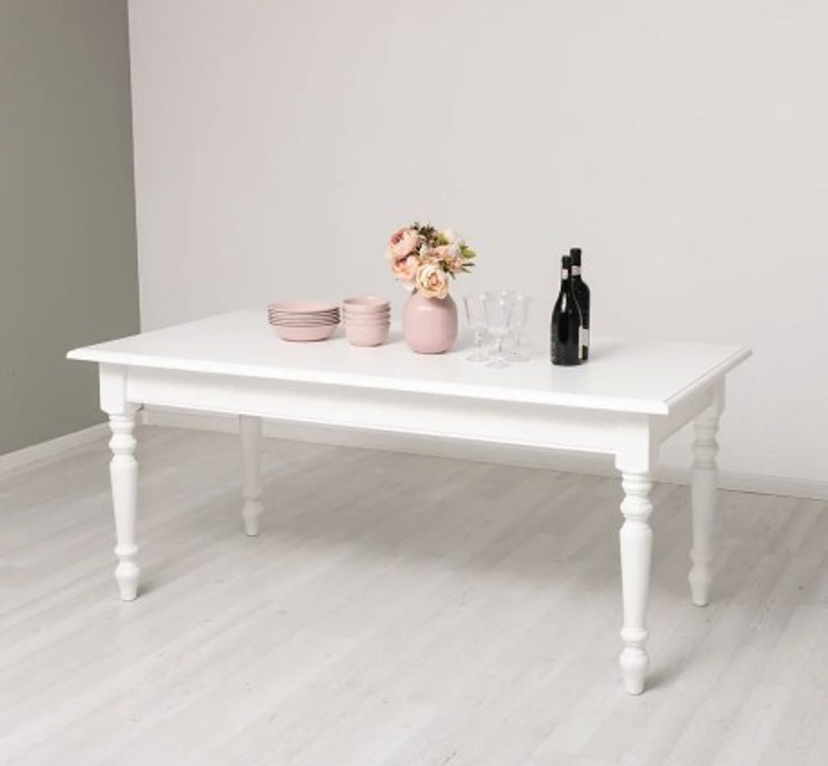 Casa Padrino Mesa de comedor estilo rústico blanco, 180 x 90 x 78 cm Casa Padrino Mesa de comedor estilo rústico blanco, 180 x 90 x 78 cm