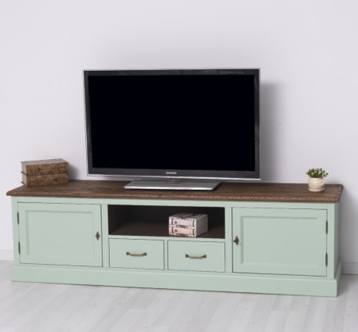 Casa Padrino Mueble de TV estilo rústico con 2 puertas, 2 cajones y tablero de roble, 200 x 46 x 56 cm Casa Padrino Mueble de TV estilo rústico con 2 puertas, 2 cajones y tablero de roble, 200 x 46 x 56 cm