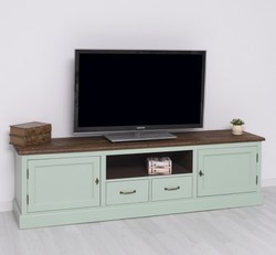Casa Padrino Mueble de TV estilo rústico con 2 puertas, 2 cajones y tablero de roble, 200 x 46 x 56 cm Casa Padrino Mueble de TV estilo rústico con 2 puertas, 2 cajones y tablero de roble, 200 x 46 x 56 cm