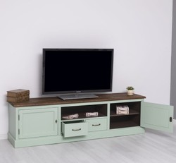 Casa Padrino Mueble de TV estilo rústico con 2 puertas, 2 cajones y tablero de roble, 200 x 46 x 56 cm Casa Padrino Mueble de TV estilo rústico con 2 puertas, 2 cajones y tablero de roble, 200 x 46 x 56 cm