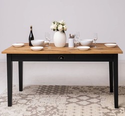 Casa Padrino Table à manger style campagne avec plateau en chêne, 180 x 90 x 78 cm Casa Padrino Table à manger style campagne avec plateau en chêne, 180 x 90 x 78 cm