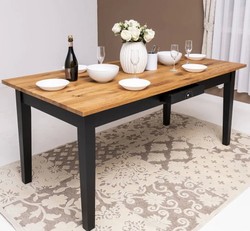 Casa Padrino Table à manger style campagne avec plateau en chêne, 180 x 90 x 78 cm Casa Padrino Table à manger style campagne avec plateau en chêne, 180 x 90 x 78 cm