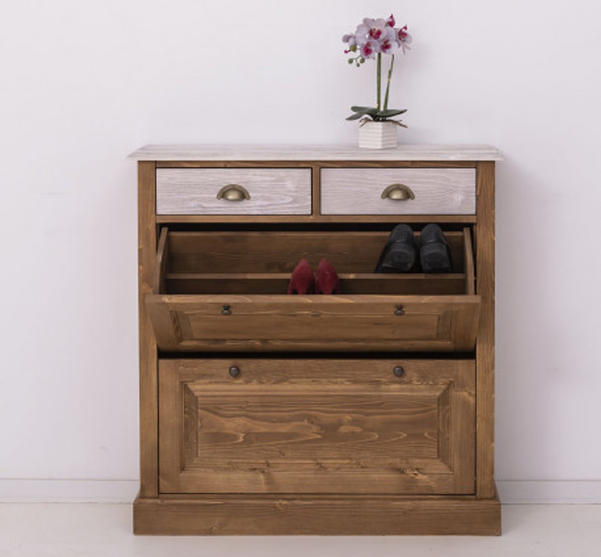 Casa Padrino Zapatero estilo rústico con 2 puertas y 2 cajones, 103 x 35 x 105 cm Casa Padrino Zapatero estilo rústico con 2 puertas y 2 cajones, 103 x 35 x 105 cm
