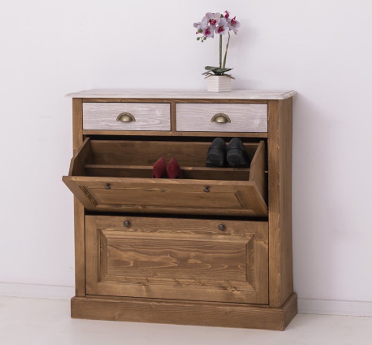 Casa Padrino Zapatero estilo rústico con 2 puertas y 2 cajones, 103 x 35 x 105 cm Casa Padrino Zapatero estilo rústico con 2 puertas y 2 cajones, 103 x 35 x 105 cm