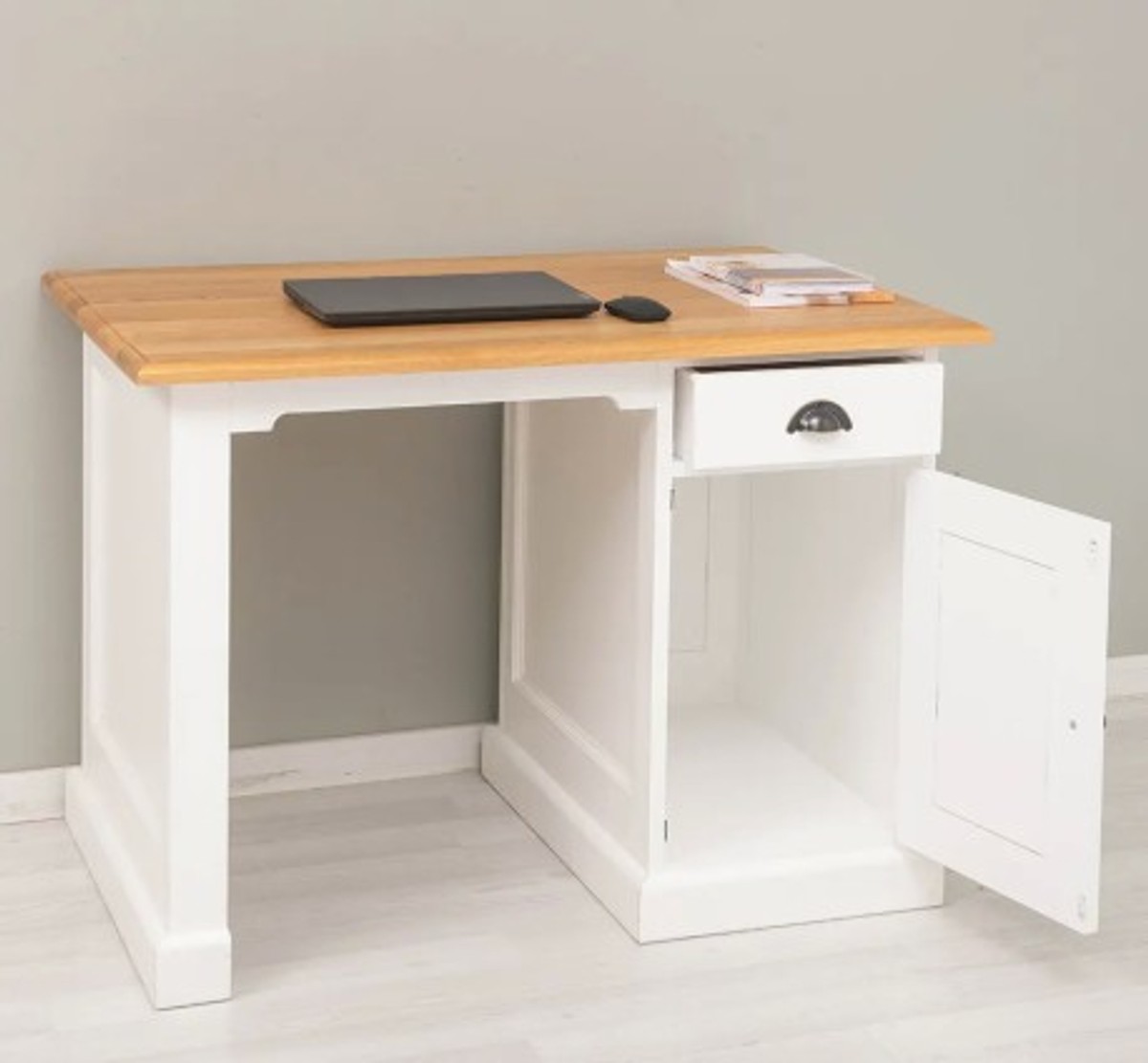 Casa Padrino Bureau style campagne avec 1 porte, 1 tiroir et plateau en chêne, 110 x 70 x 78 cm Casa Padrino Bureau style campagne avec 1 porte, 1 tiroir et plateau en chêne, 110 x 70 x 78 cm