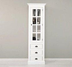 Casa Padrino Vitrina estilo rústico blanco con 1 puerta de cristal y 3 cajones, 66 x 40 x 210 cm Casa Padrino Vitrina estilo rústico blanco con 1 puerta de cristal y 3 cajones, 66 x 40 x 210 cm
